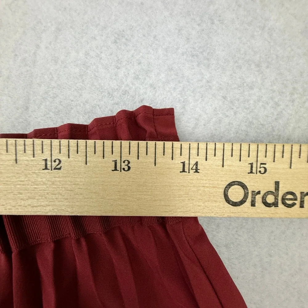 Athleta Hayes Pleated Midi Skirt Women Small Red Midi Drawstring Elastic Waist